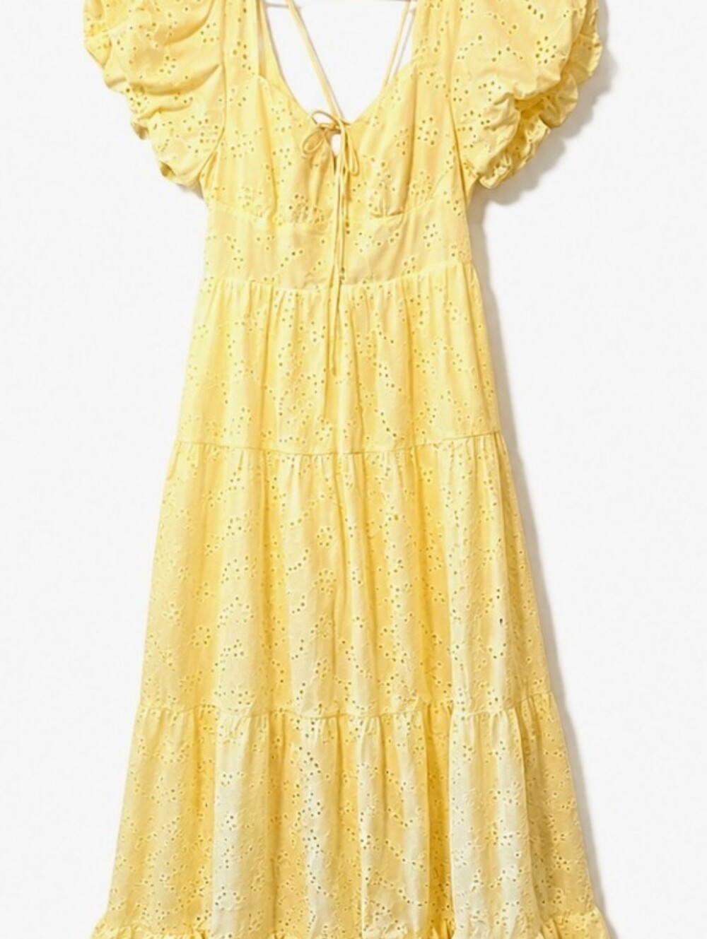 Yellow Eyelet Tiered Summer Dress